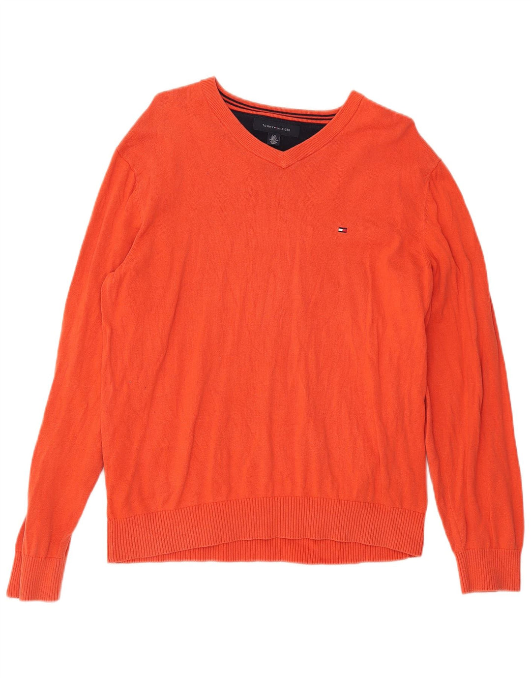 Tommy Hilfiger Herre V-hals sweater Stor rød bomuld