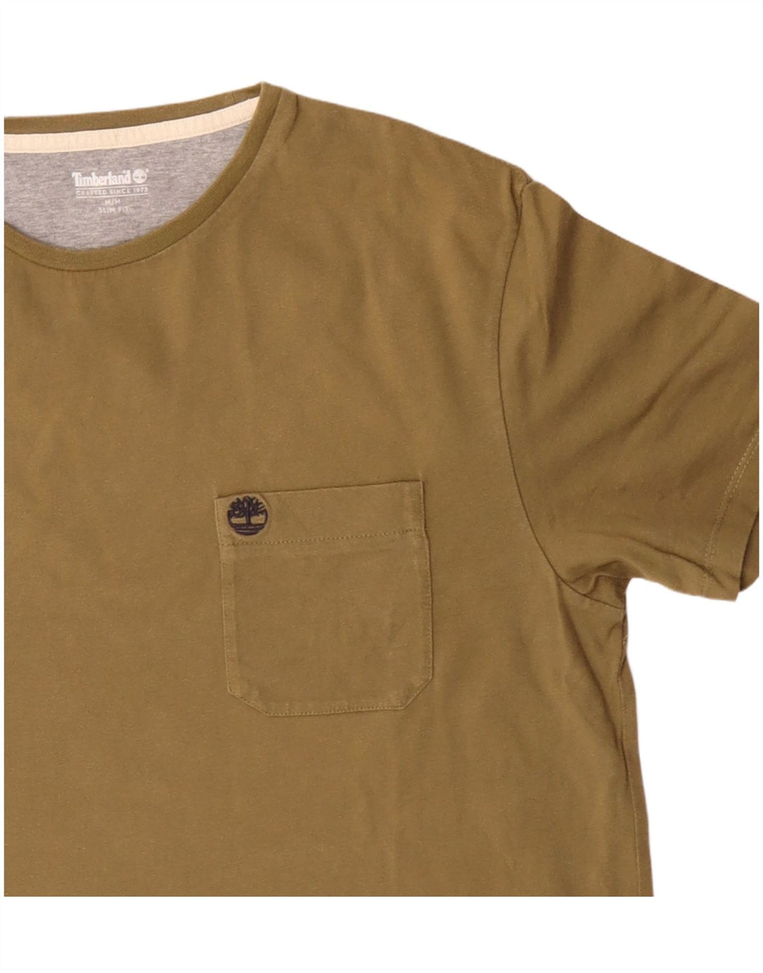 TIMBERLAND Herre Slim Fit T-Shirt Top Medium Khaki Bomuld