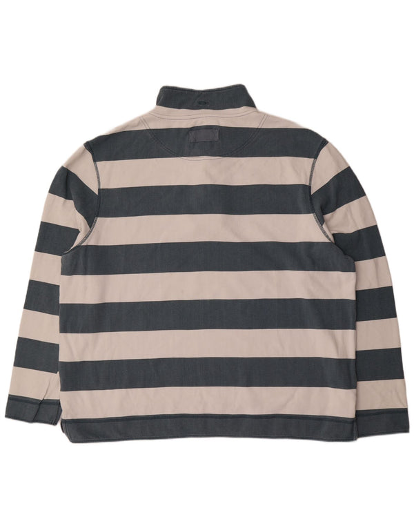 Weird Fish Herre Zip Neck Sweatshirt Jumper 4XL blå stribet bomuld