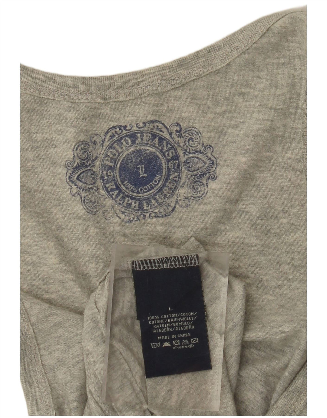 POLO RALPH LAUREN Dame Grafisk Vest Top UK 14 Stor Grå Bomuld