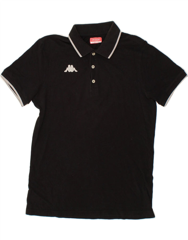 KAPPA Mens Polo Shirt Large Black Cotton Vintage Kappa and Second-Hand Kappa from Messina Hembry 
