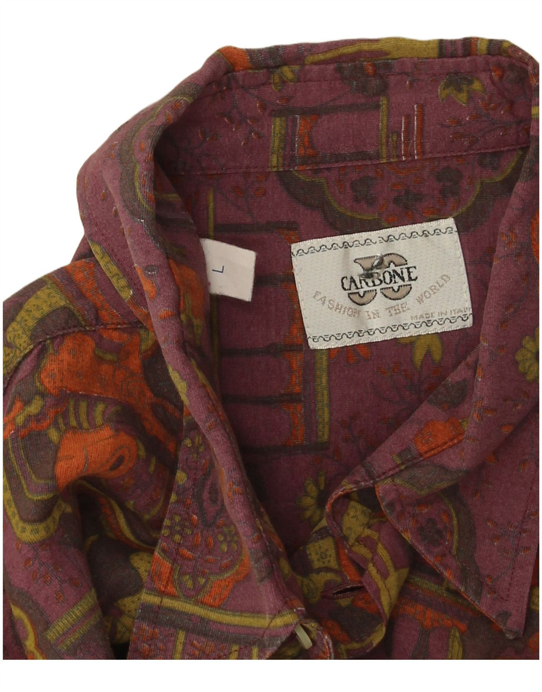 Vintage herre abstrakt mønster skjorte stor lilla viskose