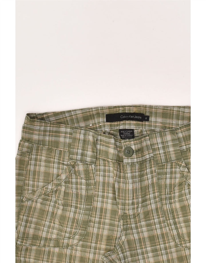 CALVIN KLEIN Womens Bermuda Shorts US 6 Medium W30  Green Check Cotton | Vintage Calvin Klein | Thrift | Second-Hand Calvin Klein | Used Clothing | Messina Hembry 