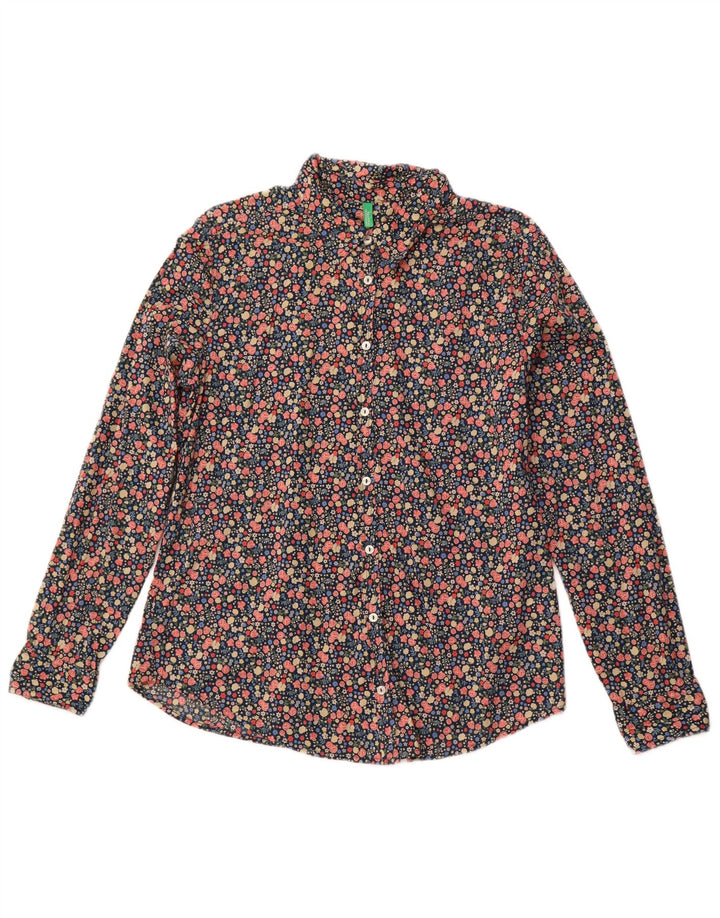 BENETTON Dameskjorte UK 14 Medium Flerfarvet Blomsterbomuld