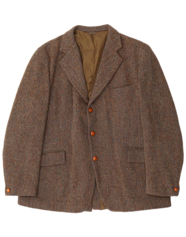 Harris Tweed Herre 3 Button Blazer Jacket UK 40 Large Brown