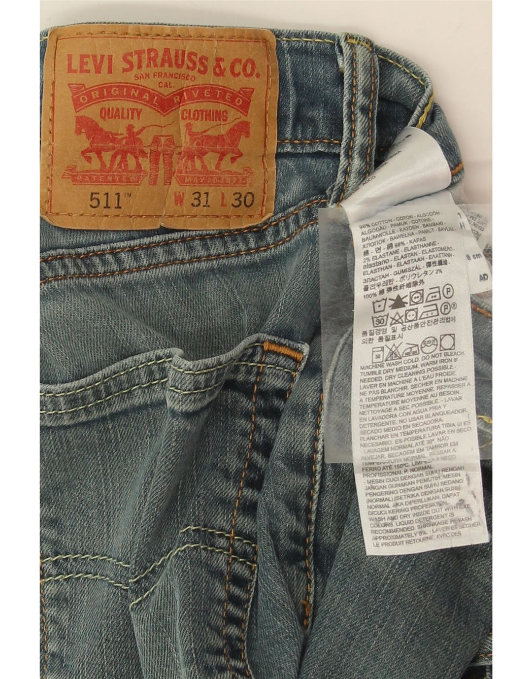 LEVI'S Womens 511 Slim Jeans W31 L30 Blue Cotton Vintage Levi's and Second-Hand Levi's from Messina Hembry 