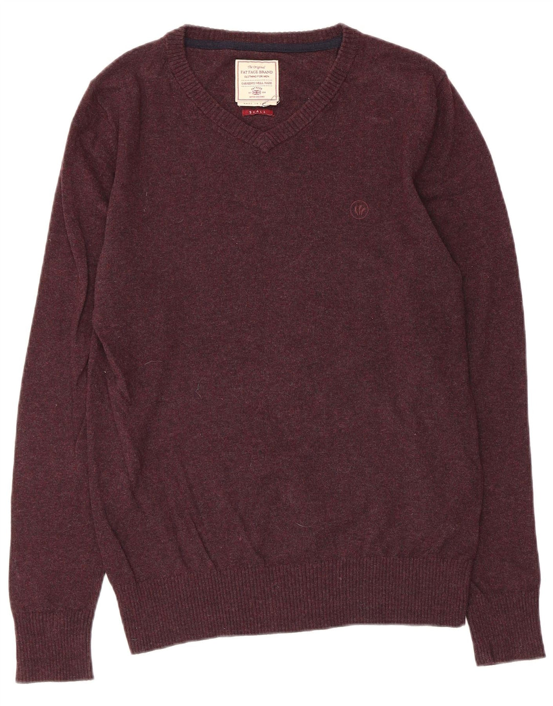 FAT FACE Dame Oversized V-hals sweater UK 10 Small Burgundy