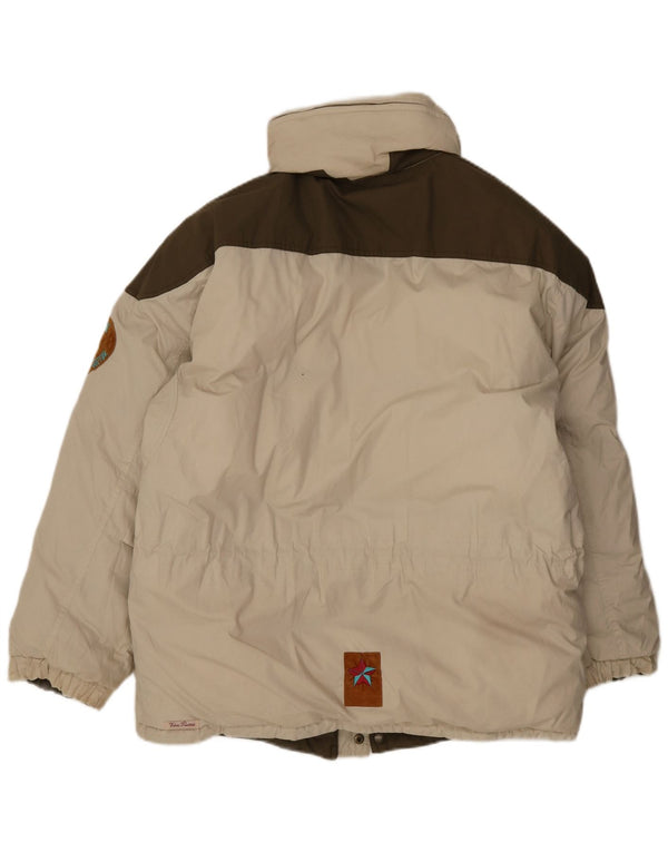 Stratos Herre Hætte Vendbar Polstret Jakke UK 38 Medium Beige Colourblock