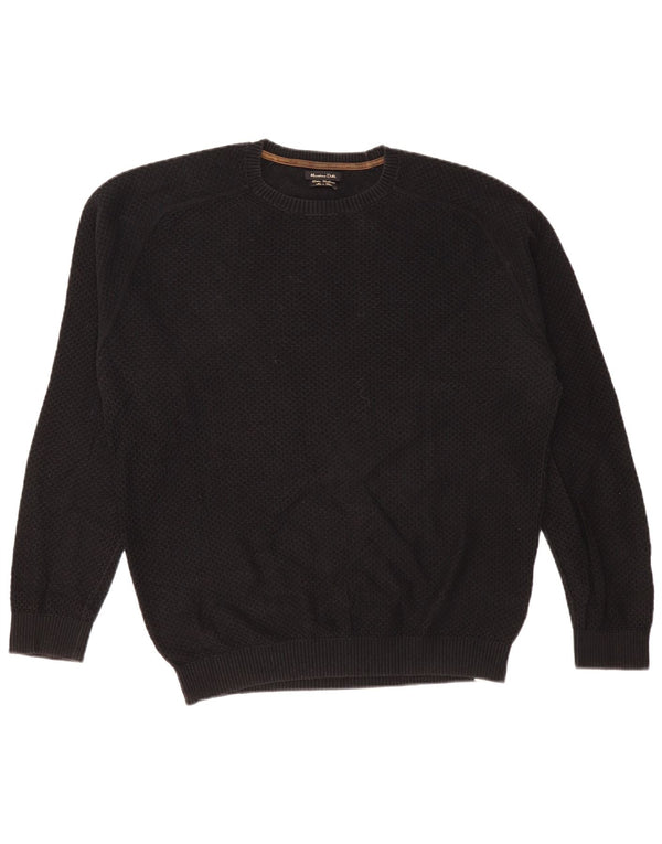 MASSIMO DUTTI Herre sweater med rund hals, stor sort bomuld