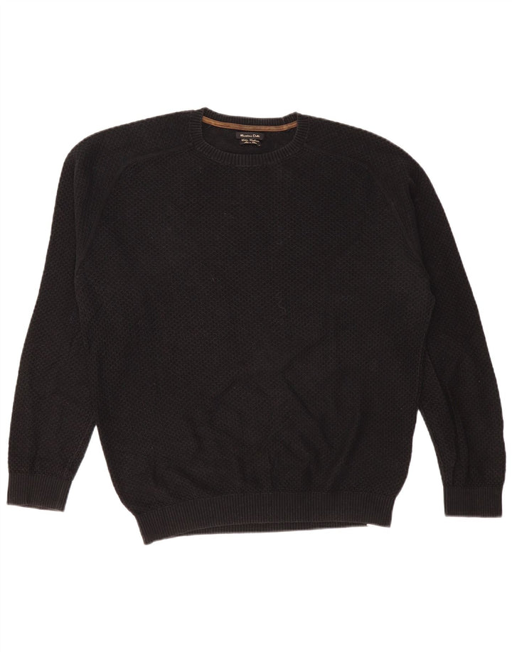 MASSIMO DUTTI Herre sweater med rund hals, stor sort bomuld
