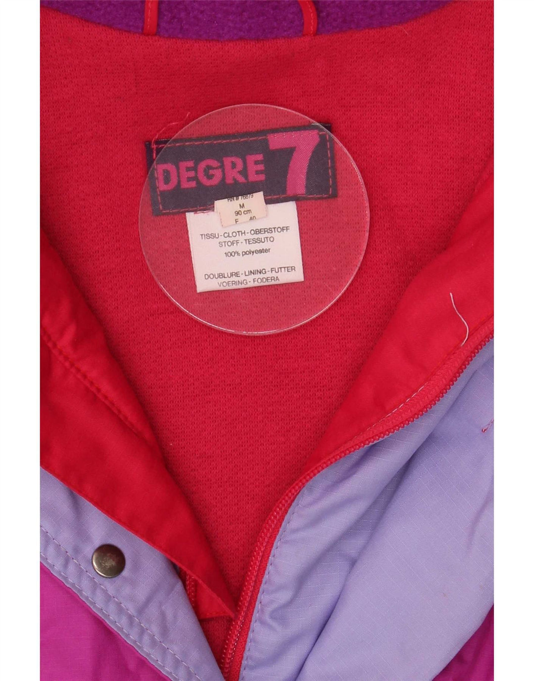 Degre 7 Dame Oversized Hætte Skijakke UK 14 Medium Pink Colourblock