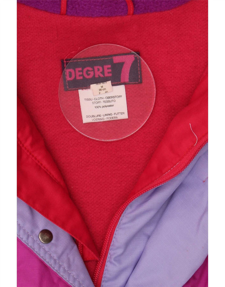 Degre 7 Dame Oversized Hætte Skijakke UK 14 Medium Pink Colourblock