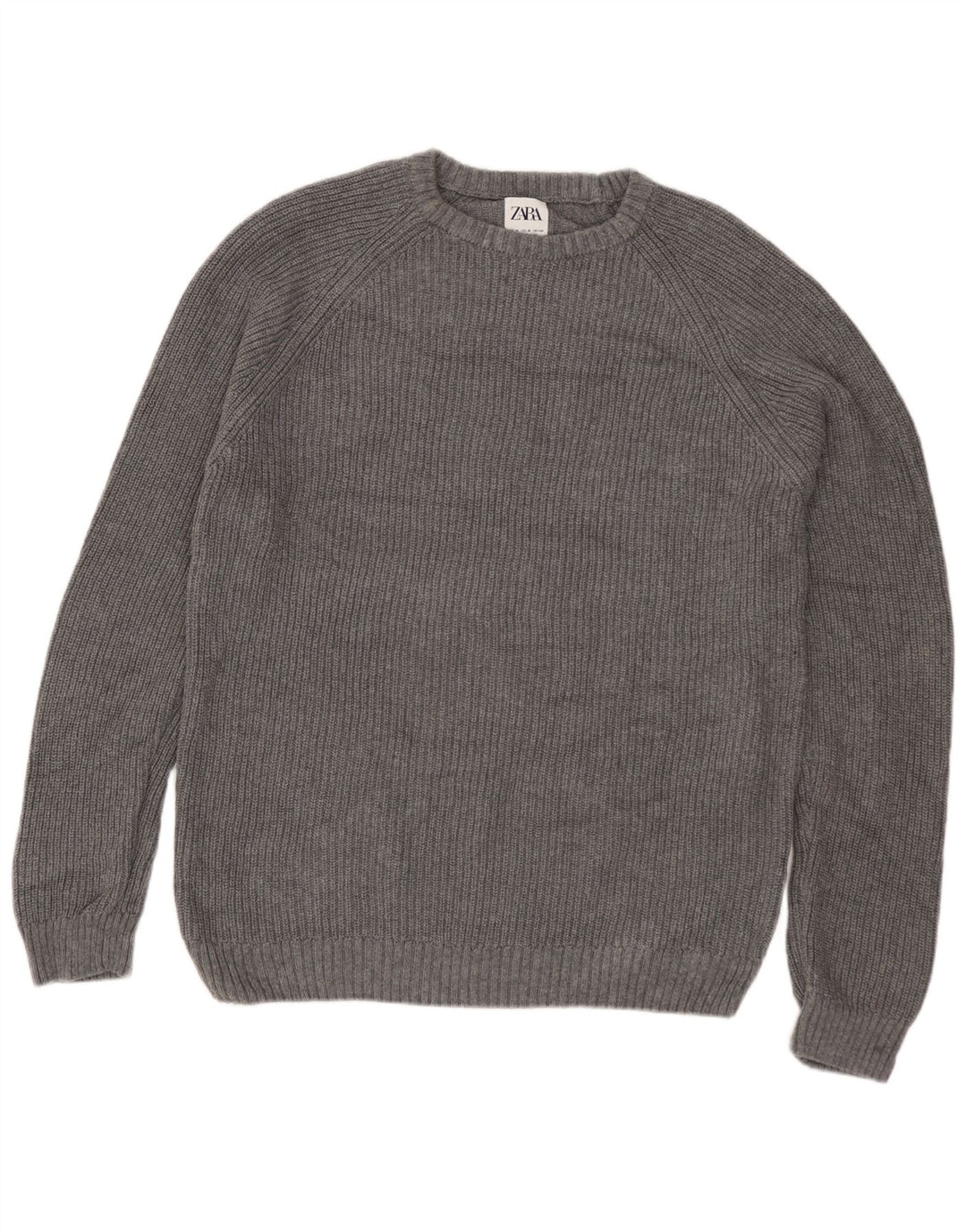 Zara Herre Boat Neck Jumper Sweater Medium Grey Bomuld