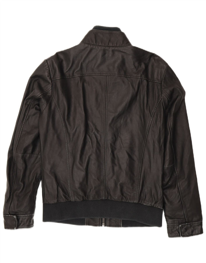 BENETTON Womens Leather Jacket IT 52 2XL Black Sheepskin