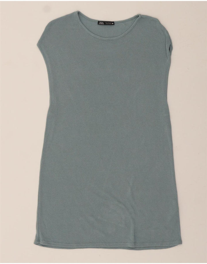 ZARA Womens Sleeveless Jumper Dress UK 12 Medium Blue Viscose Vintage Zara and Second-Hand Zara from Messina Hembry 