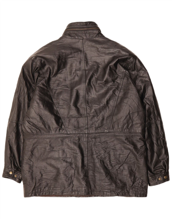 TRAPPER Mens Leather Jacket EU 52 XL Black Leather
