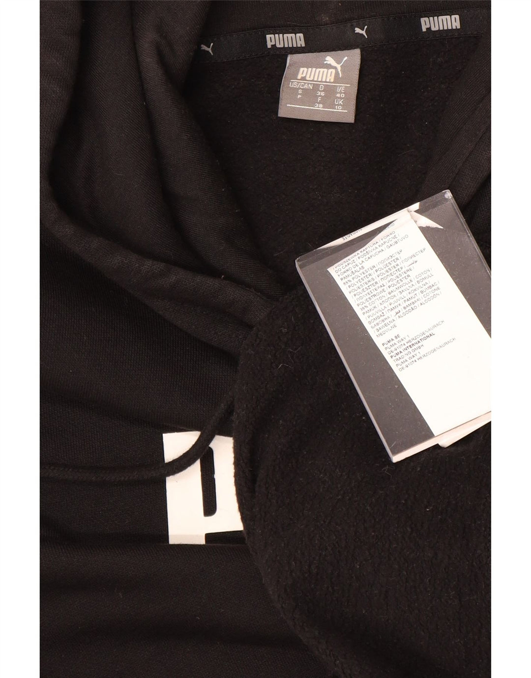 PUMA Grafisk hættetrøje til kvinder UK 10 Lille sort polyester