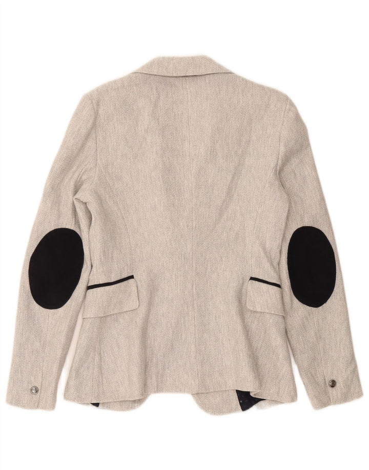 Zara Dame 1 Knap Blazer Jacket UK 6 XS Grå sildeben