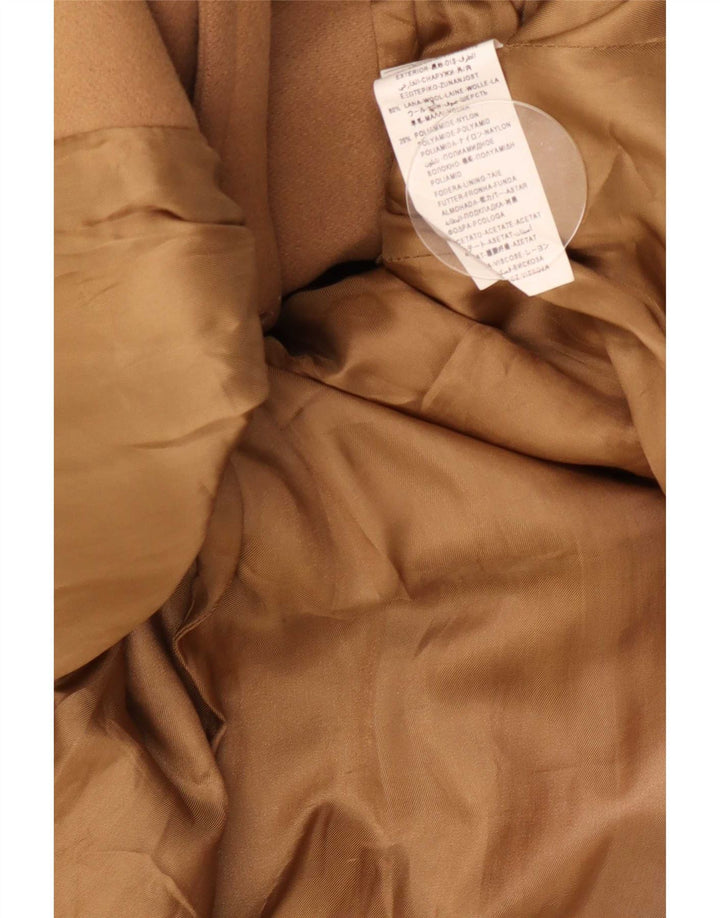 Benetton Dame Dobbeltradet Frakke IT 44 Medium Beige Uld