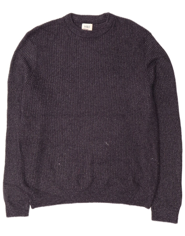 Marks & Spencer Herre sweater med rund hals, medium marineblå flækket