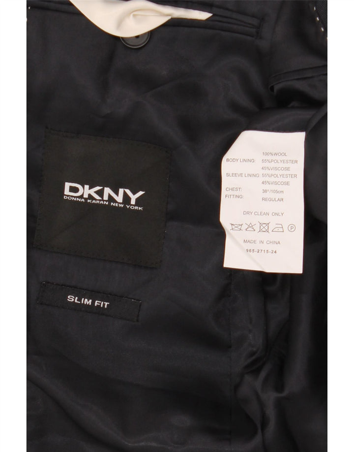 Dkny Herre 2 Button Slim Fit Blazer Jacket UK 38 Medium Navy Blue Wool