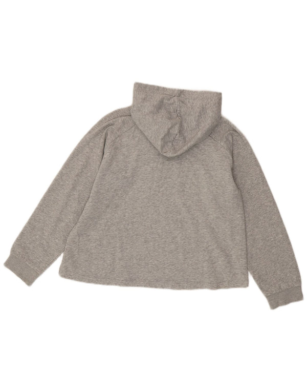 Fila Womens Crop Graphic Hoodie Jumper UK 16 Large Grey Colourblock Bomuld