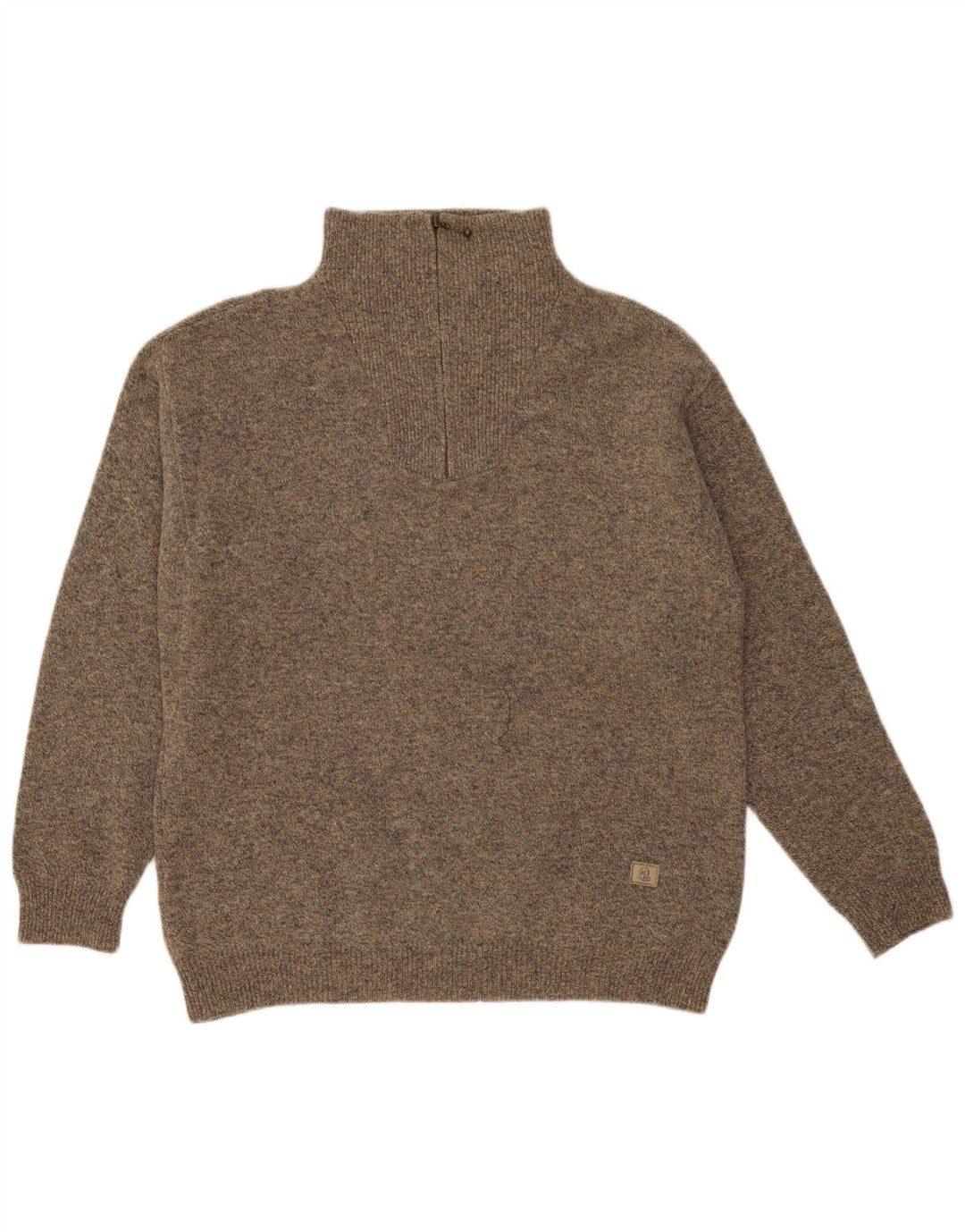 Invicta Herre Zip Neck Jumper Sweater Large Grey Flecked Wool