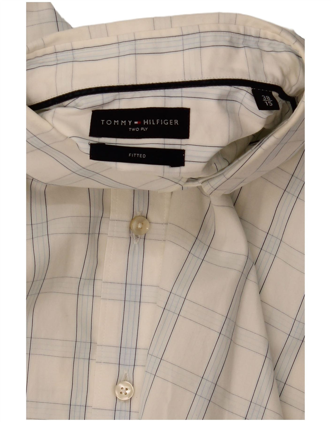 TOMMY HILFIGER Herre Fitted skjorte str. 38 15 Medium hvid ternet