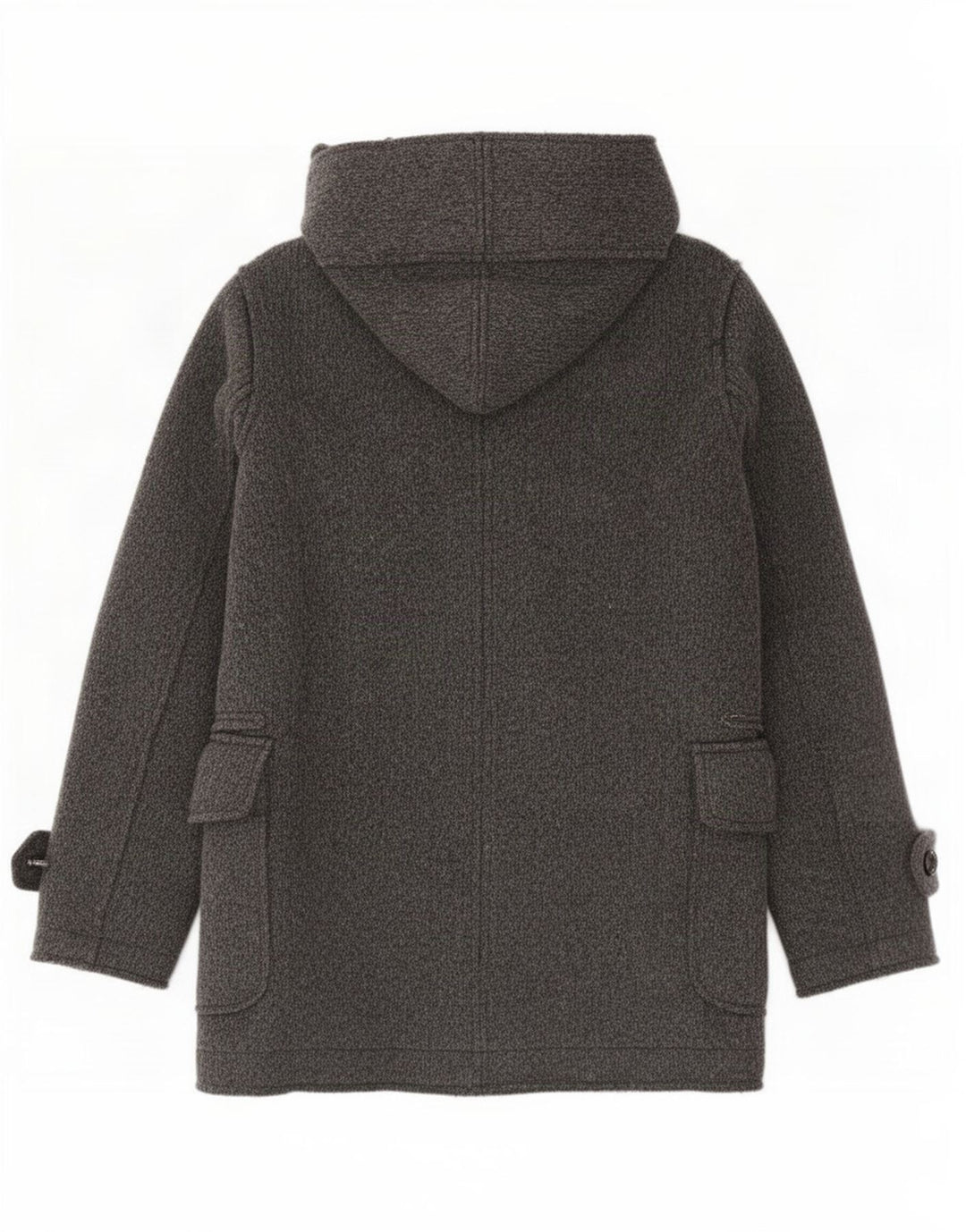 Zara Herre Hooded Double Breasted Windbreaker Coat UK 38 Medium Grey Wool