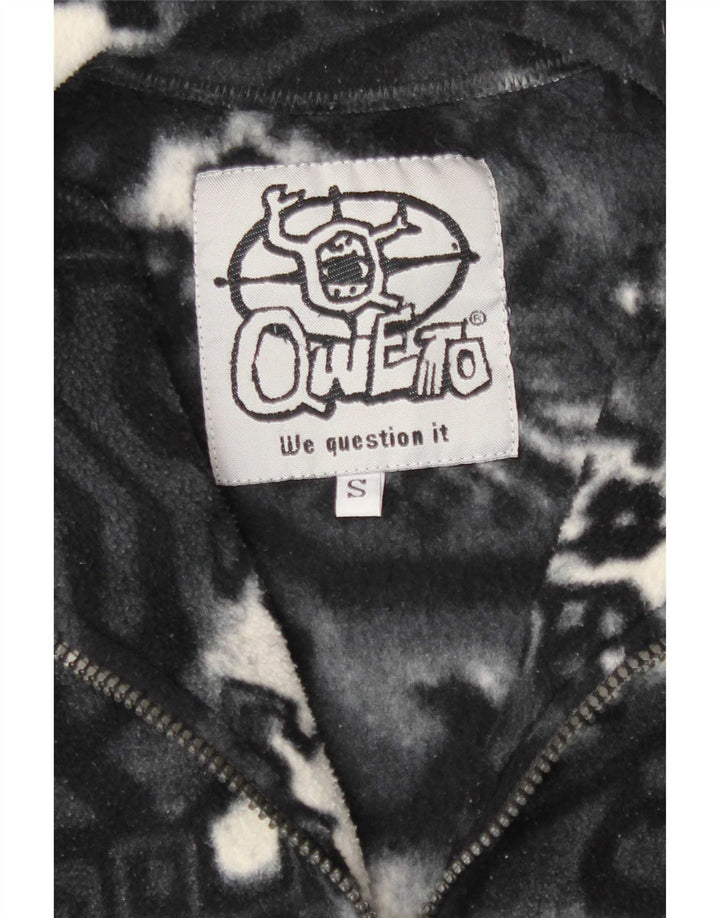 Vintage Herre abstrakt mønster Fleece Jumper med lynlås, lille grå