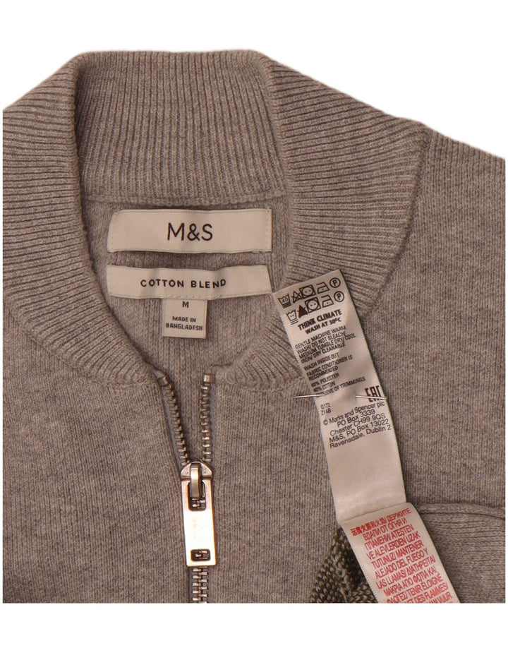 Marks & Spencer Herre sweater med rund hals, mellemgrå stribet polyester