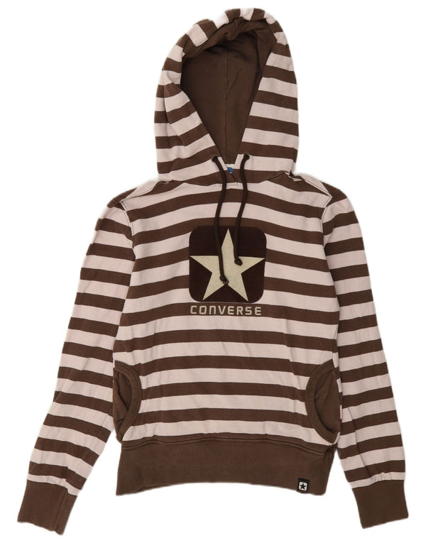 Converse Graphic Sweatshirt Jumper UK 12 medium brun stribet bomuld