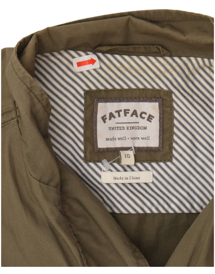 FAT FACE Womens Utility Jacket UK 10 Small Khaki Cotton