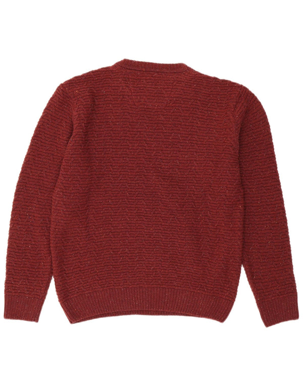 DANIEL GRAHAME Herre Drifter Crew Neck Jumper Sweater Large Burgundy