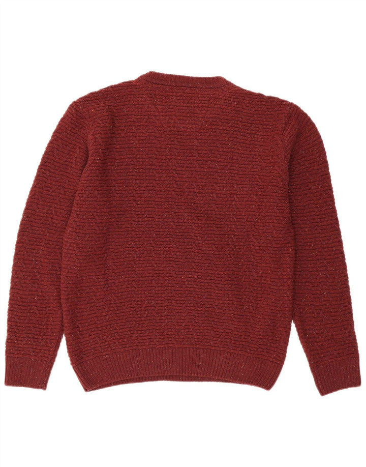 DANIEL GRAHAME Herre Drifter Crew Neck Jumper Sweater Large Burgundy