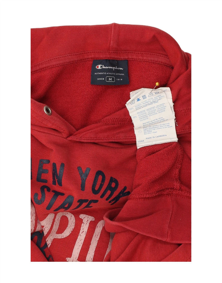 CHAMPION Mens Graphic Hoodie Jumper Medium Red Cotton