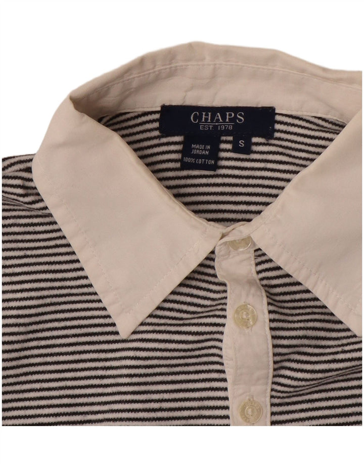 Chaps 3/4 ærmet poloshirt til kvinder UK 10 Lille sort stribet bomuld