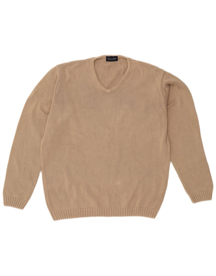 MASSIMO DUTTI Herre V-hals sweater EU 38 Medium Beige Bomuld