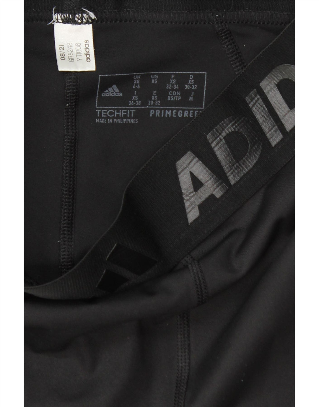 ADIDAS grafiske leggings til kvinder UK 4/6 XS sort polyester