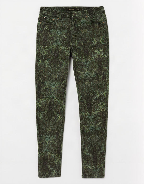 Zara Dame Skinny Casual Bukser EU 36 XS W26 L28 Grøn Paisley