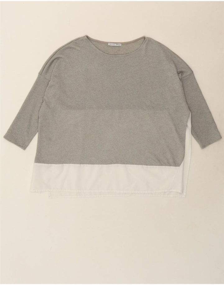 ZARA Womens Oversized Boat Neck Jumper Sweater UK 14 Medium Grey Vintage Zara and Second-Hand Zara from Messina Hembry 