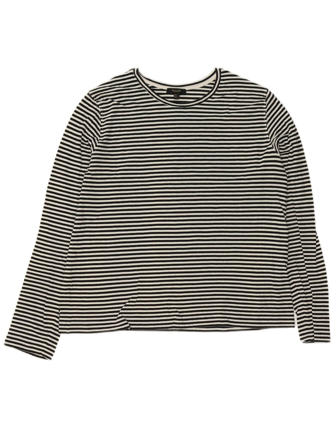 Massimo Dutti Dame Top Langærmet UK 16 Stor hvid nålestribe