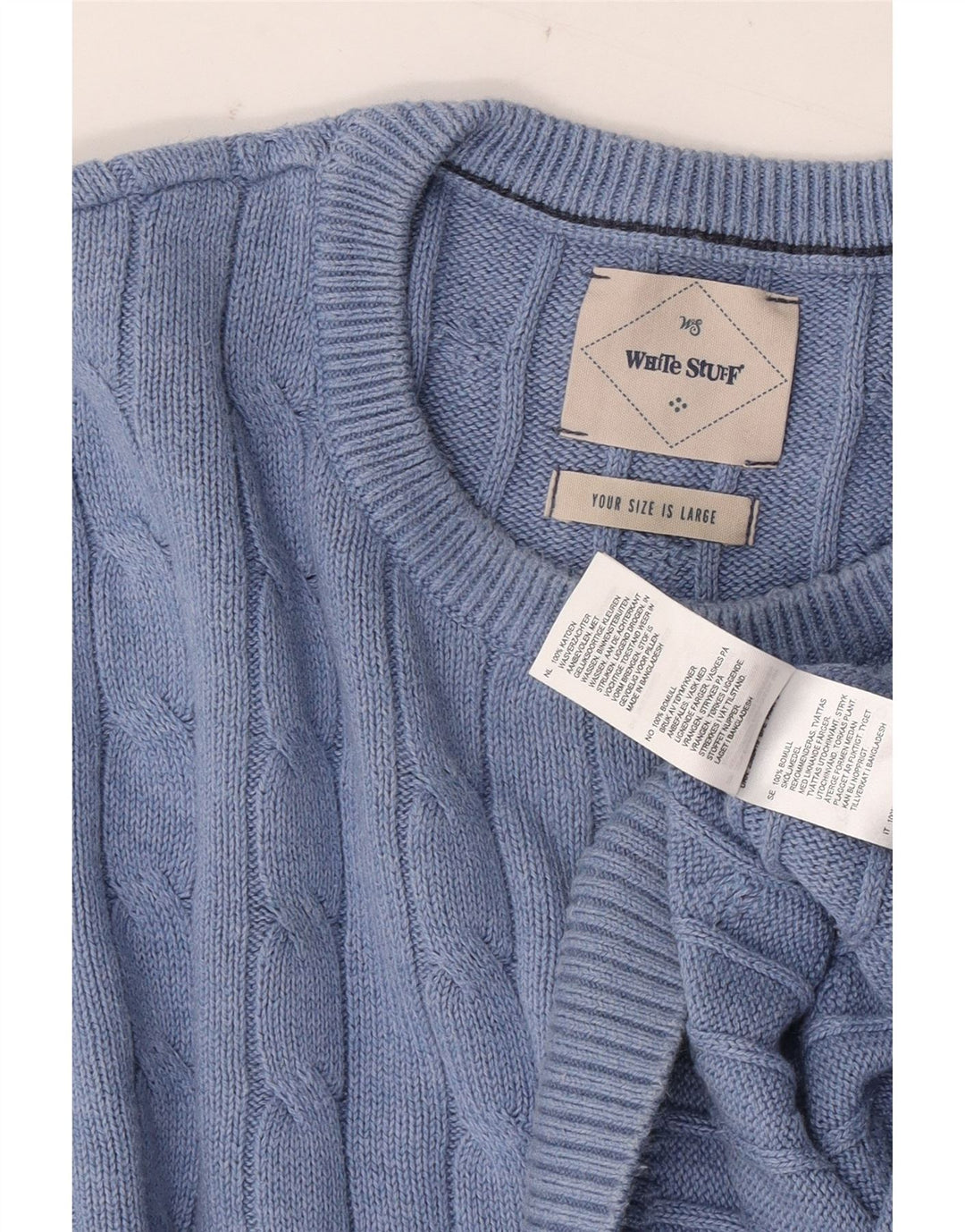 WHITE STUFF Herre Crew Neck trøje Sweater Large Blue Cotton