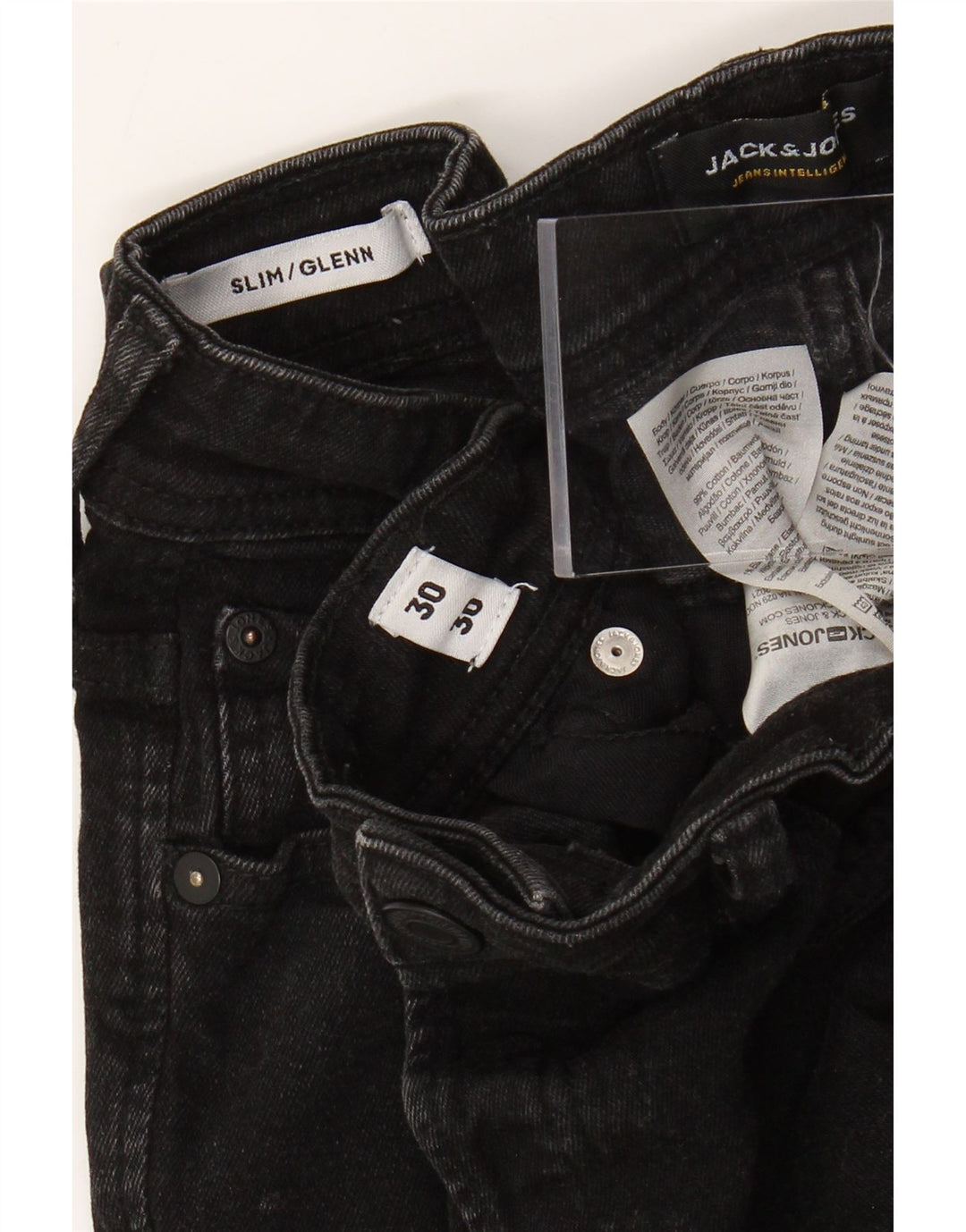 Jack & Jones Herre GLENN Slim Jeans W30 L30 Sort Bomuld