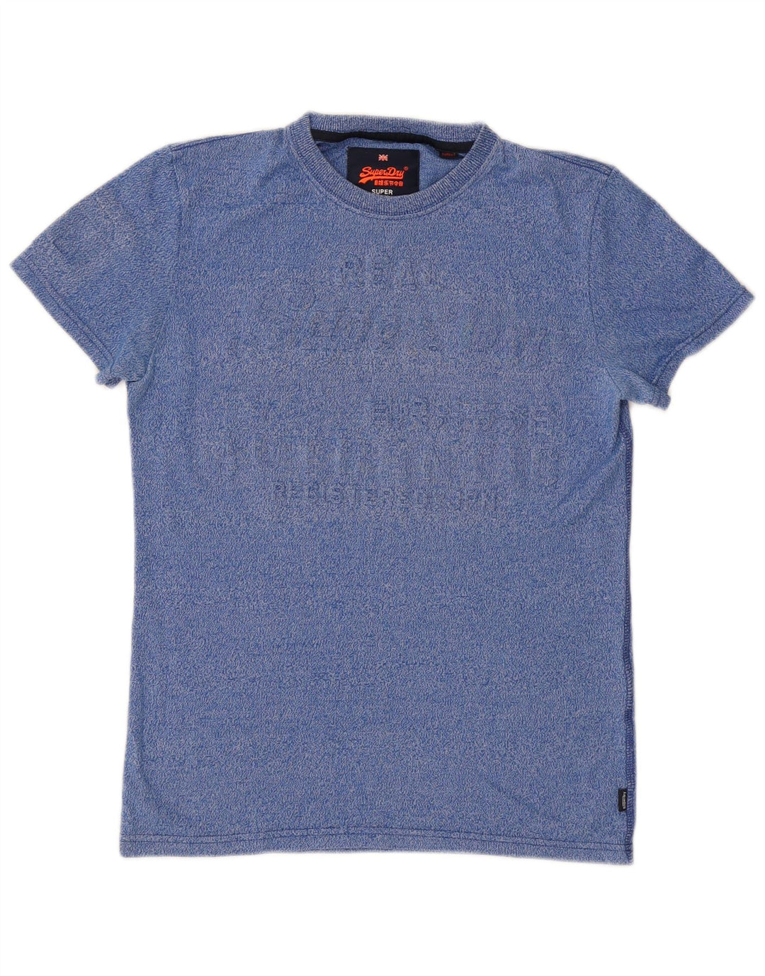 SUPERDRY Grafisk T-shirt-top til mænd, lille blå flækket bomuld