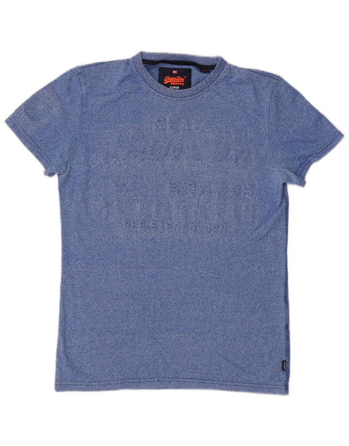 SUPERDRY Grafisk T-shirt-top til mænd, lille blå flækket bomuld