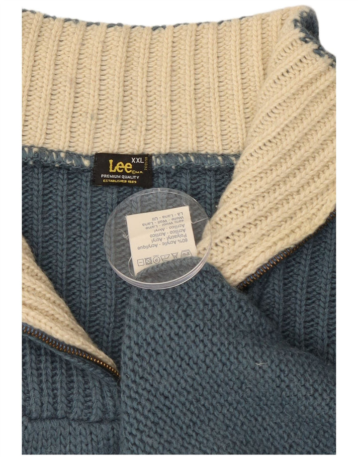 Lee Herre Zip Neck Jumper Sweater 2XL Blå Akryl