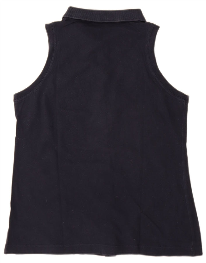 Sergio Tacchini Dame ærmeløs skjorte bluse UK 12 Medium Navy Blue