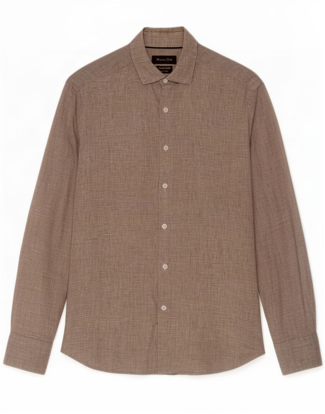 Massimo Dutti Herreskjorte Medium Beige Houndstooth Linned
