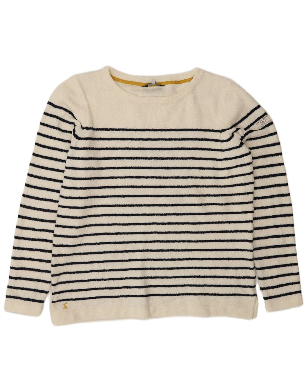 JOULES Dame Boat Neck Jumper Sweater UK 16 Stor hvid stribet polyester